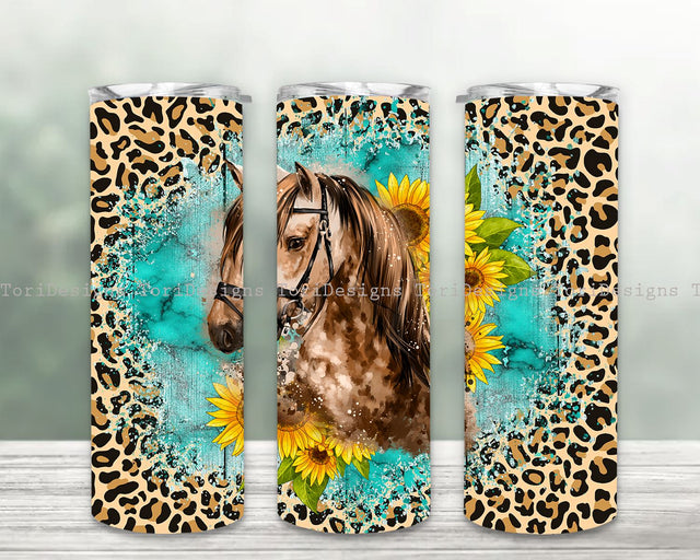 Horse Tumbler Png Sublimation Design, Horse Cheetah Print Sublimation Designs Sublimation ToriDesigns 