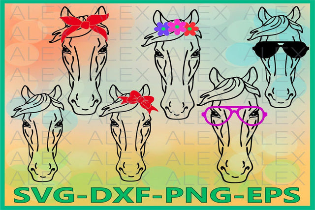 Horse with Bandana svg, Horse face SVG AlexSVGStudio 
