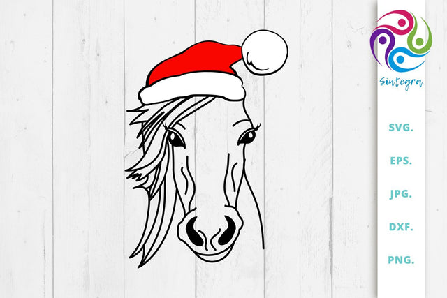 Horse With Christmas Hat Svg File SVG Sintegra 