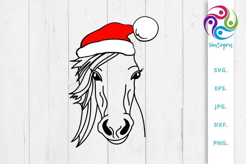 Horse With Christmas Hat Svg File SVG Sintegra 