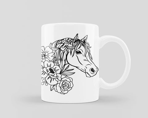 Horse with flowers svg, Floral horse svg, Horse head png, Horse lover SVG Pretty Meerkat 