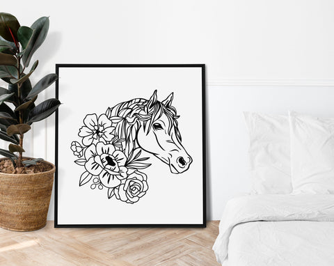 Horse with flowers svg, Floral horse svg, Horse head png, Horse lover SVG Pretty Meerkat 