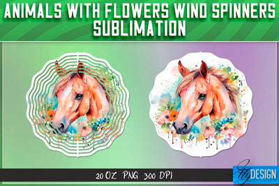 Horse with flowers Wind Spinners Sublimation Sublimation Fly Design 