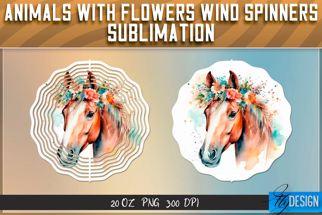 Horse with flowers Wind Spinners Sublimation Sublimation Fly Design 