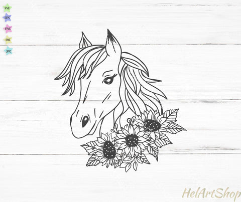 Horse With Sunflowers Svg, Floral horse svg SVG _HelArtShop_ 