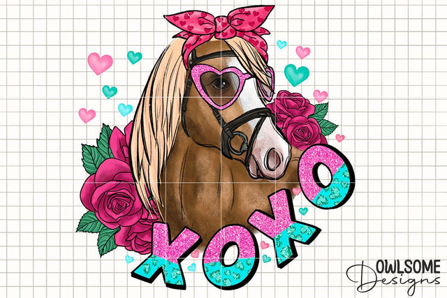Horse XOXO Valentine PNG Sublimation Sublimation Owlsome.Designs 