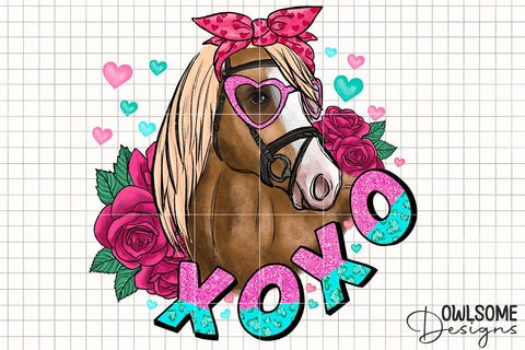 Horse XOXO Valentine PNG Sublimation Sublimation Owlsome.Designs 
