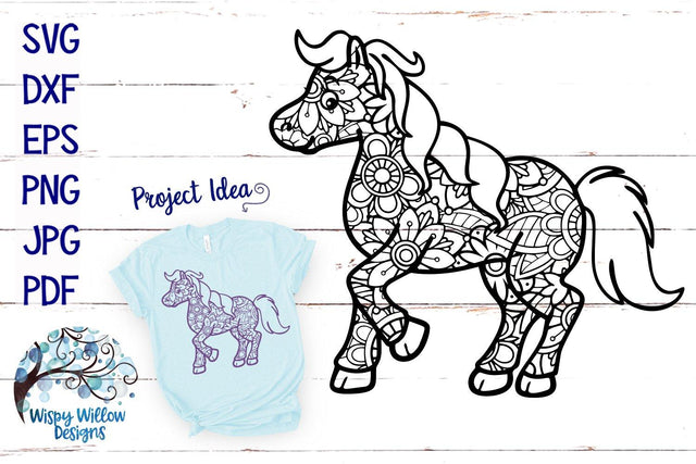 Horse Zentangle SVG SVG Wispy Willow Designs 