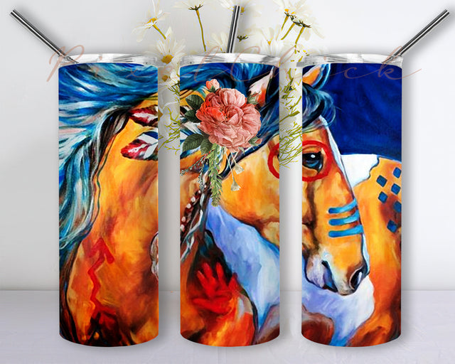 Horses 20 oz Skinny Tumbler Wrap Png, Tumbler Png, Beautiful Long Hair Horse Tumbler Png Sublimation, Instant Download Sublimation PixelChick 