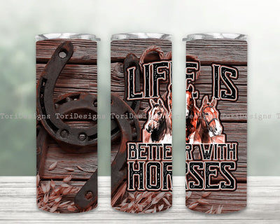 Horses 20oz Skinny Tumbler Sublimation, Horses Tumbler Wrap for Straight PNG, Horse Digital Tumbler Download Sublimation ToriDesigns 