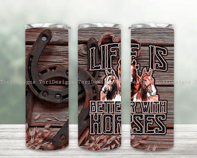 Horses 20oz Skinny Tumbler Sublimation, Horses Tumbler Wrap for Straight PNG, Horse Digital Tumbler Download Sublimation ToriDesigns 