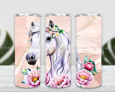 Horses Floral Tumbler Wrap, 20oz Skinny PNG, Horse lover png 20oz skinny straight wrap, Rustic Horse png, Instant Download Sublimation ToriDesigns 
