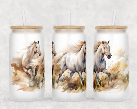 Horses Libbey Glass Can Wraps, 16oz Glass Can Sublimation Designs, Horses Glass Can PNG Files Sublimation HappyDesignStudio 
