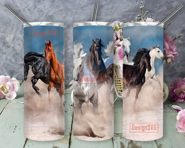 Horses Tumbler PNG, Watercolor Horses Sublimation 20oz Tumbler Design, Horse Lover Tumbler Wrap, Digital Download Sublimation DesignSVG 