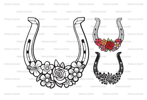 Horseshoe and flowers SVG TribaliumArtSF 