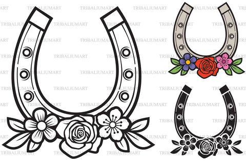 Horseshoe and flowers SVG TribaliumArtSF 