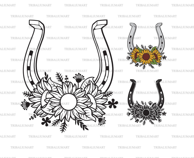 Horseshoe and sunflowers SVG TribaliumArtSF 