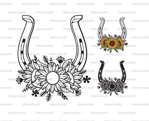 Horseshoe and sunflowers SVG TribaliumArtSF 