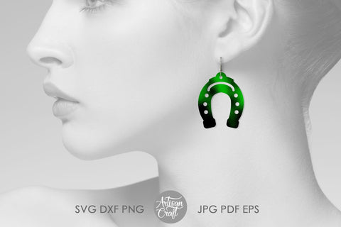 Horseshoe Earrings, SVG, Saint Patrick's day earrings, leather earrings template SVG Artisan Craft SVG 