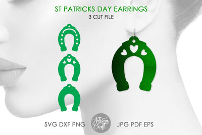 Horseshoe Earrings, SVG, Saint Patrick's day earrings, leather earrings template SVG Artisan Craft SVG 