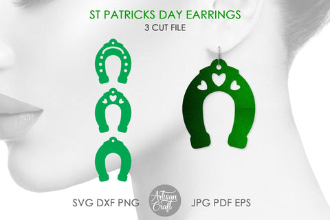 Horseshoe Earrings, SVG, Saint Patrick's day earrings, leather earrings template SVG Artisan Craft SVG 