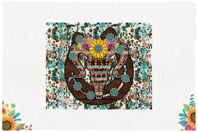 Horseshoe Floral Bull Skull Sublimation Sublimation Jagonath Roy 