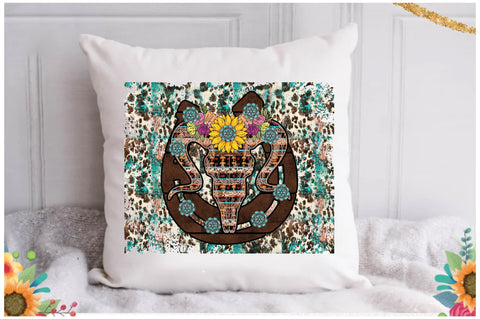 Horseshoe Floral Bull Skull Sublimation Sublimation Jagonath Roy 