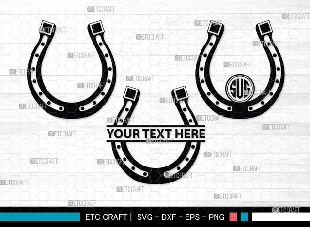 Horseshoe Monogram, Horseshoe Silhouette, Horseshoe SVG, Horseshoe Nails, Nails, Triumph Horseshoe, Western, Cowboy, Shoe, Horse, SB00071 SVG ETC Craft 
