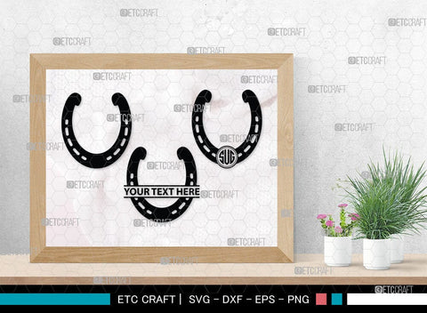 Horseshoe Monogram, Horseshoe Silhouette, Horseshoe SVG, Horseshoe Nails, Nails, Triumph Horseshoe, Western, Cowboy, Shoe, Horse, SB00071 SVG ETC Craft 