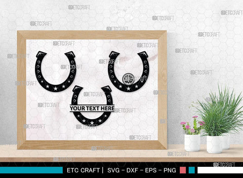 Horseshoe Monogram, Horseshoe Silhouette, Horseshoe SVG, Horseshoe Nails, Nails, Triumph Horseshoe, Western, Cowboy, Shoe, Horse, SB00071 SVG ETC Craft 