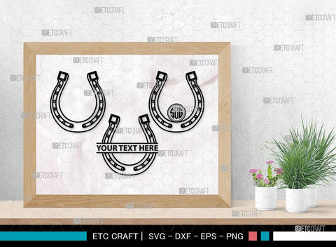 Horseshoe Monogram, Horseshoe Silhouette, Horseshoe SVG, Horseshoe Nails, Nails, Triumph Horseshoe, Western, Cowboy, Shoe, Horse, SB00071 SVG ETC Craft 