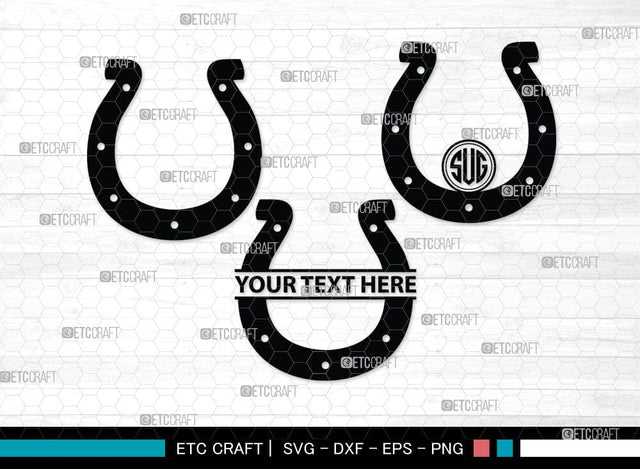 Horseshoe Monogram, Horseshoe Silhouette, Horseshoe SVG, Horseshoe Nails, Nails, Triumph Horseshoe, Western, Cowboy, Shoe, Horse, SB00071 SVG ETC Craft 