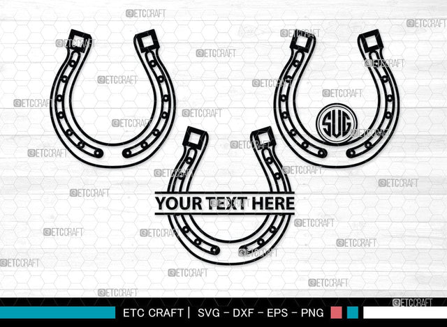 Horseshoe Monogram, Horseshoe Silhouette, Horseshoe SVG, Horseshoe Nails, Nails, Triumph Horseshoe, Western, Cowboy, Shoe, Horse, SB00071 SVG ETC Craft 