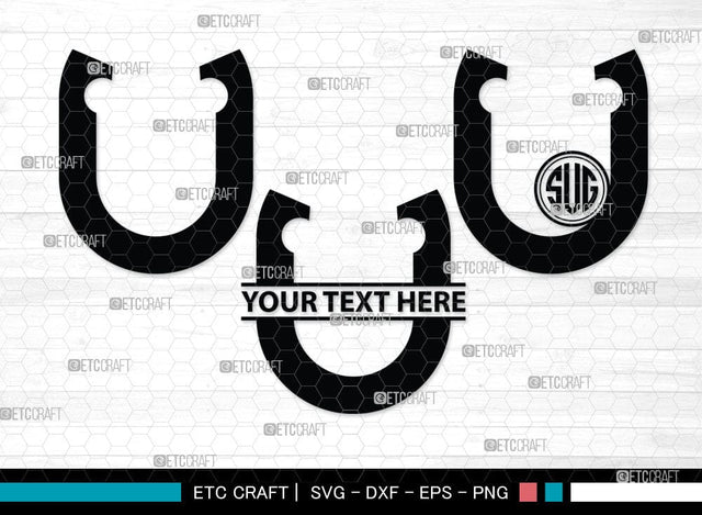 Horseshoe Monogram, Horseshoe Silhouette, Horseshoe SVG, Horseshoe Nails, Nails, Triumph Horseshoe, Western, Cowboy, Shoe, Horse, SB00071 SVG ETC Craft 