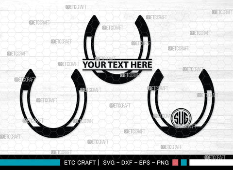 Horseshoe Monogram, Horseshoe Silhouette, Horseshoe SVG, Horseshoe Nails, Nails, Triumph Horseshoe, Western, Cowboy, Shoe, Horse, SB00071 SVG ETC Craft 