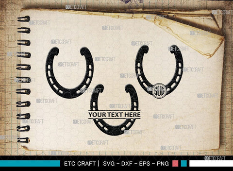 Horseshoe Monogram, Horseshoe Silhouette, Horseshoe SVG, Horseshoe Nails, Nails, Triumph Horseshoe, Western, Cowboy, Shoe, Horse, SB00071 SVG ETC Craft 