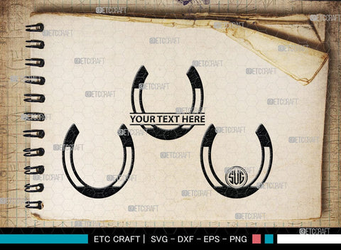Horseshoe Monogram, Horseshoe Silhouette, Horseshoe SVG, Horseshoe Nails, Nails, Triumph Horseshoe, Western, Cowboy, Shoe, Horse, SB00071 SVG ETC Craft 