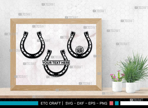 Horseshoe Monogram, Horseshoe Silhouette, Horseshoe SVG, Horseshoe Nails, Nails, Triumph Horseshoe, Western, Cowboy, Shoe, Horse, SB00071 SVG ETC Craft 