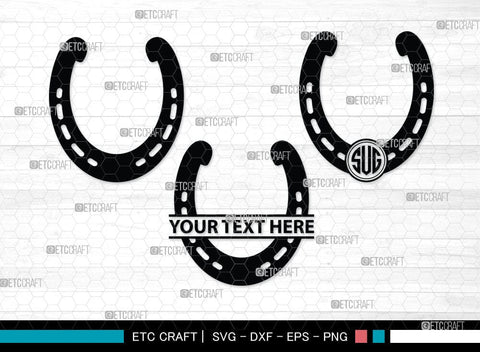 Horseshoe Monogram, Horseshoe Silhouette, Horseshoe SVG, Horseshoe Nails, Nails, Triumph Horseshoe, Western, Cowboy, Shoe, Horse, SB00071 SVG ETC Craft 