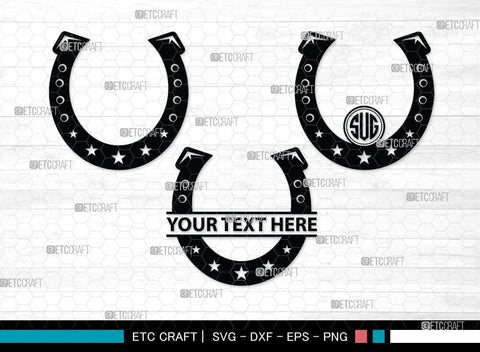 Horseshoe Monogram, Horseshoe Silhouette, Horseshoe SVG, Horseshoe Nails, Nails, Triumph Horseshoe, Western, Cowboy, Shoe, Horse, SB00071 SVG ETC Craft 