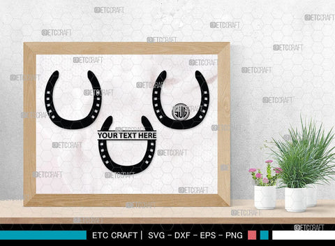 Horseshoe Monogram, Horseshoe Silhouette, Horseshoe SVG, Horseshoe Nails, Nails, Triumph Horseshoe, Western, Cowboy, Shoe, Horse, SB00071 SVG ETC Craft 