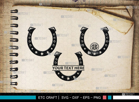 Horseshoe Monogram, Horseshoe Silhouette, Horseshoe SVG, Horseshoe Nails, Nails, Triumph Horseshoe, Western, Cowboy, Shoe, Horse, SB00071 SVG ETC Craft 