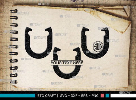 Horseshoe Monogram, Horseshoe Silhouette, Horseshoe SVG, Horseshoe Nails, Nails, Triumph Horseshoe, Western, Cowboy, Shoe, Horse, SB00071 SVG ETC Craft 