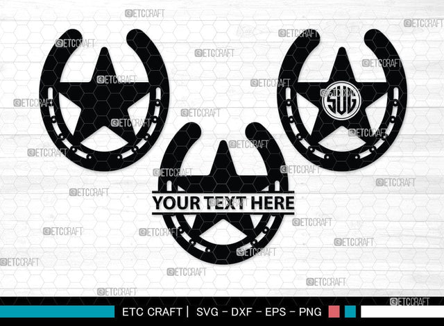 Horseshoe Monogram, Horseshoe Silhouette, Horseshoe SVG, Horseshoe Nails, Nails, Triumph Horseshoe, Western, Cowboy, Shoe, Horse, SB00071 SVG ETC Craft 