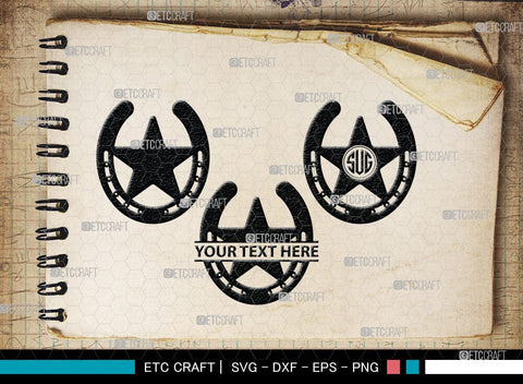 Horseshoe Monogram, Horseshoe Silhouette, Horseshoe SVG, Horseshoe Nails, Nails, Triumph Horseshoe, Western, Cowboy, Shoe, Horse, SB00071 SVG ETC Craft 