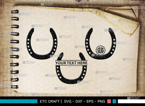 Horseshoe Monogram, Horseshoe Silhouette, Horseshoe SVG, Horseshoe Nails, Nails, Triumph Horseshoe, Western, Cowboy, Shoe, Horse, SB00071 SVG ETC Craft 