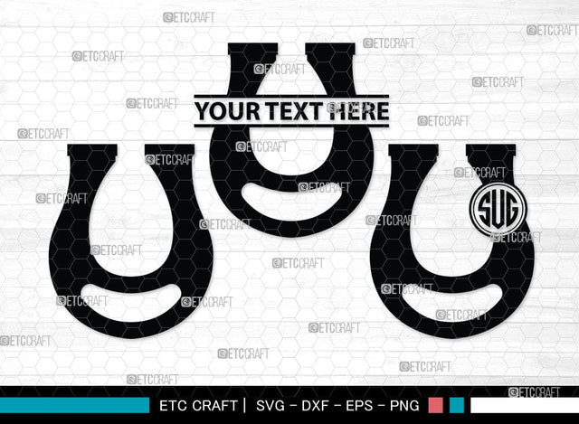 Horseshoe Monogram, Horseshoe Silhouette, Horseshoe SVG, Horseshoe Nails, Nails, Triumph Horseshoe, Western, Cowboy, Shoe, Horse, SB00071 SVG ETC Craft 