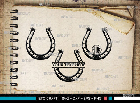Horseshoe Monogram, Horseshoe Silhouette, Horseshoe SVG, Horseshoe Nails, Nails, Triumph Horseshoe, Western, Cowboy, Shoe, Horse, SB00071 SVG ETC Craft 