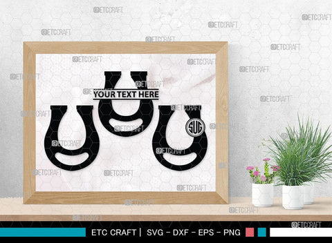 Horseshoe Monogram, Horseshoe Silhouette, Horseshoe SVG, Horseshoe Nails, Nails, Triumph Horseshoe, Western, Cowboy, Shoe, Horse, SB00071 SVG ETC Craft 