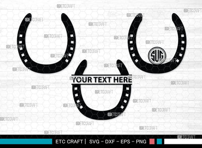 Horseshoe Monogram, Horseshoe Silhouette, Horseshoe SVG, Horseshoe Nails, Nails, Triumph Horseshoe, Western, Cowboy, Shoe, Horse, SB00071 SVG ETC Craft 
